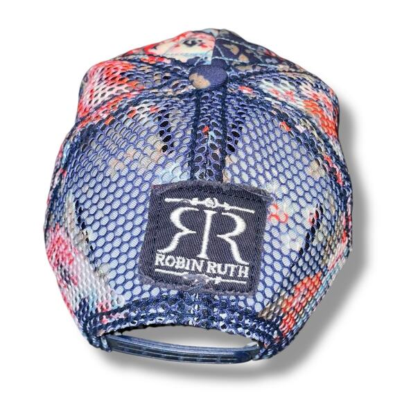 Robin Ruth Colorado Trucker Hat Cap Floral Snapback Mesh Holiday Vacation Blue - Picture 5 of 11